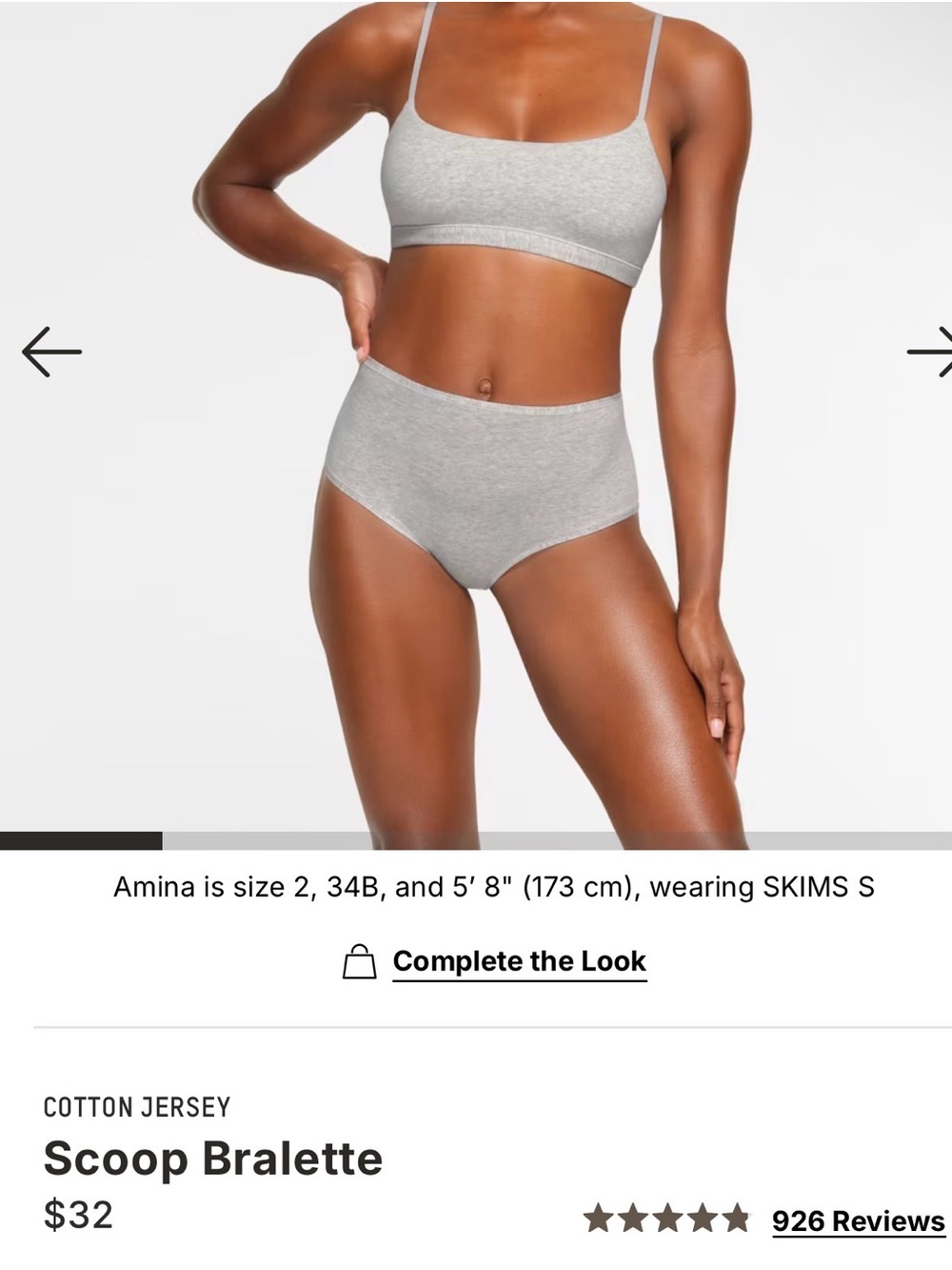 SKIMS everyday cotton Scoop Bralette in Light Gray NWT retail $32